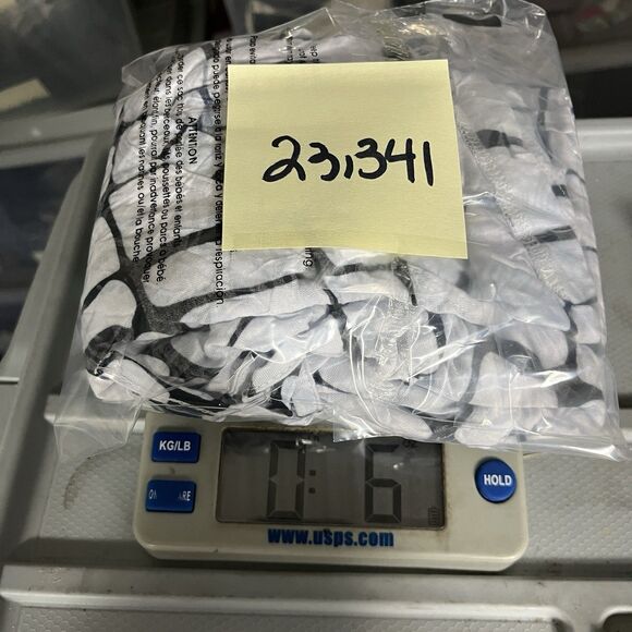 Shana Tunic Small Crinkle Textured Abstract Grid Print 3/4 Sleeve Artsy Top - Picture 10 of 10